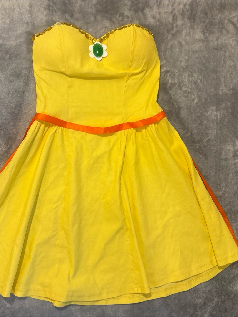 Women's Adult Teen Princess Daisy Costume Cosplay Mario Homemade XS Halloween